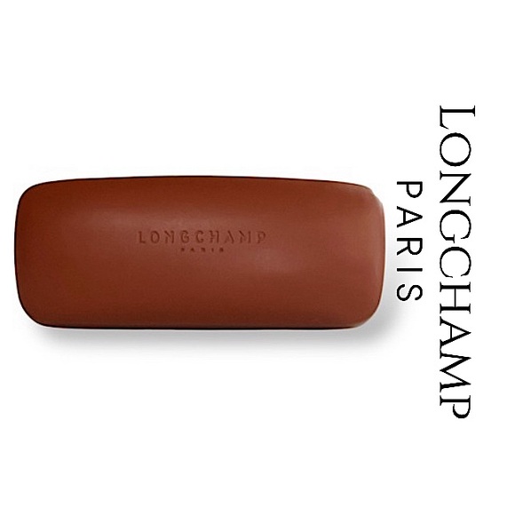 LongChamp Paris Cognac Brown Leather Hard Clamshell Eyeglasses Sunglasses Case - Picture 1 of 12